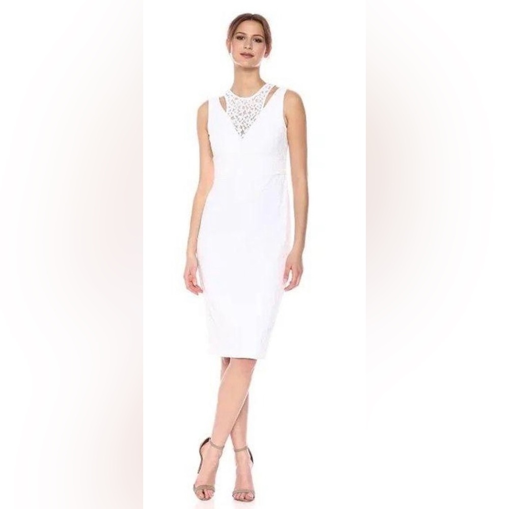 Women's Sleeveless Lace Sheath with Shoulder Cut Out Dress